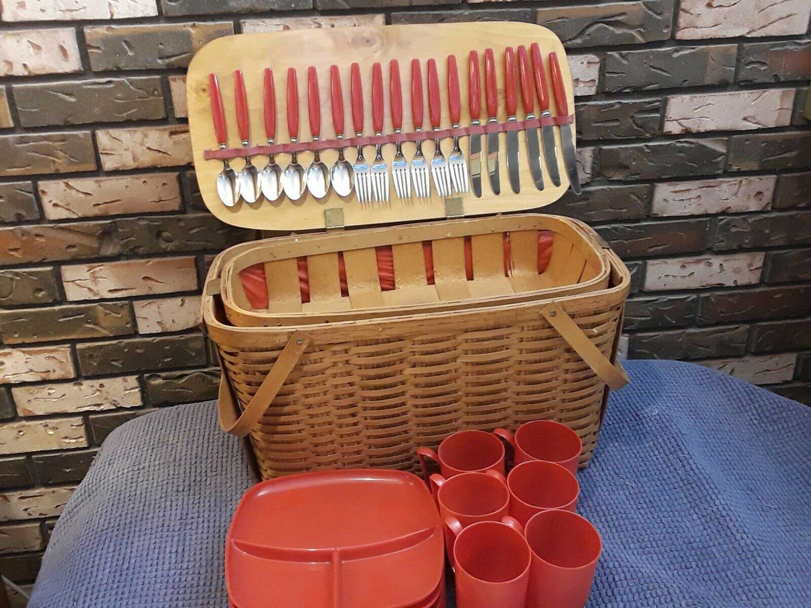 Mid Century American Picnic Basket