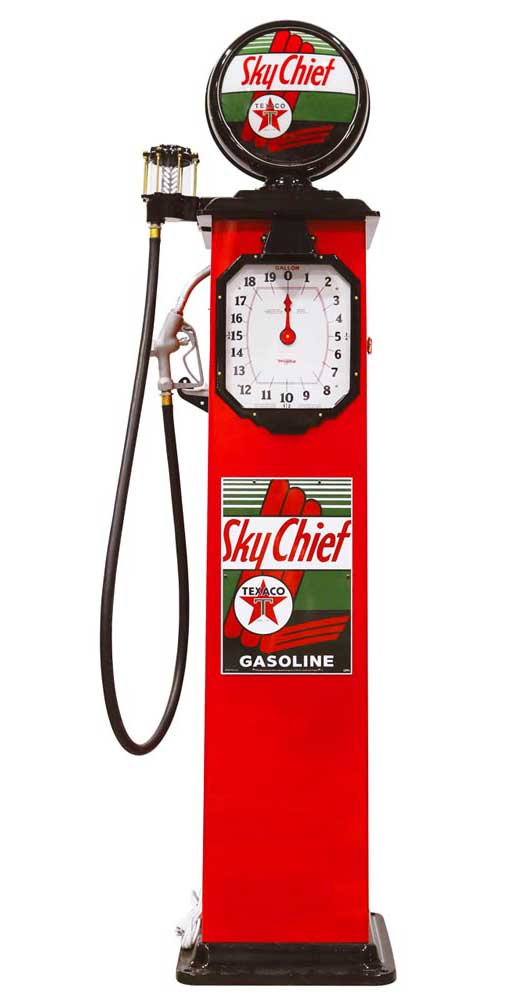 This Wayne 861 clockface pump, a reproduction of a 1932 model, sells for $2,300 at online vendor Gas Pump Heaven.