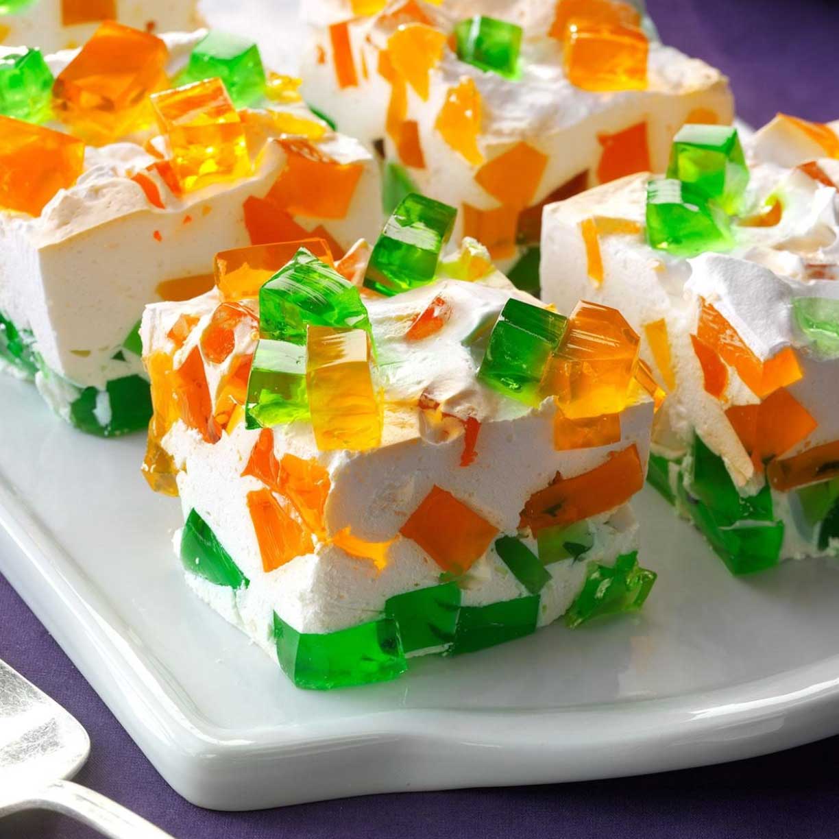 colorful stained glass confetti gelatin dessert