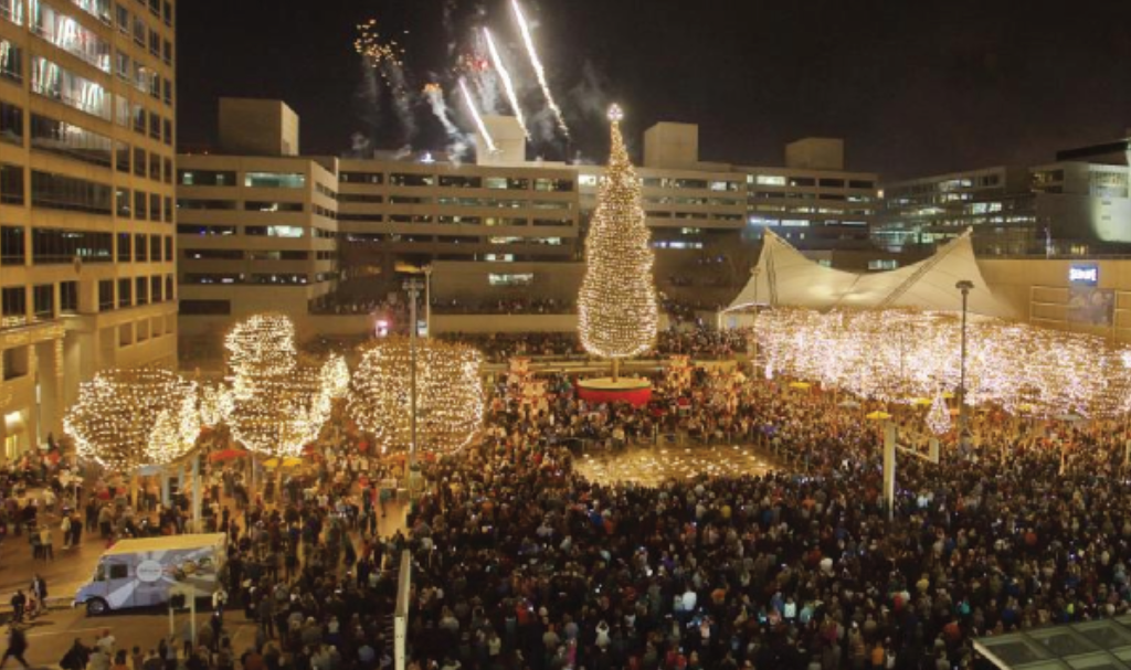 The annual tree lighting at Crown Center